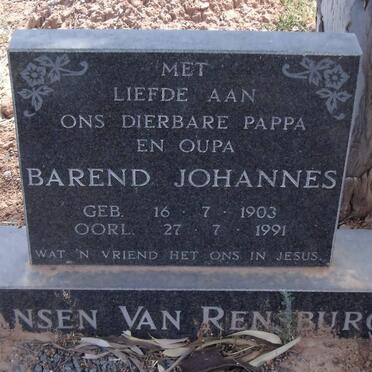 RENSBURG Barend Johannes, Jansen van 1903-1991