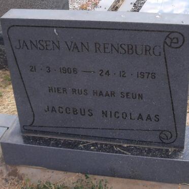 RENSBURG Jacobus Nicolaas, Jansen van 1906-1976