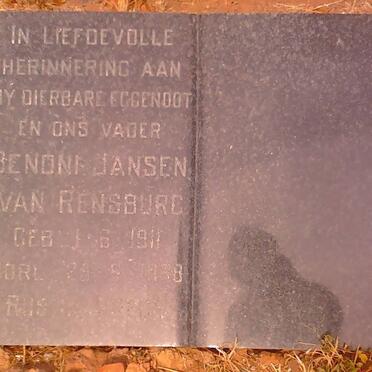 RENSBURG Benoni, Jansen van 1911-