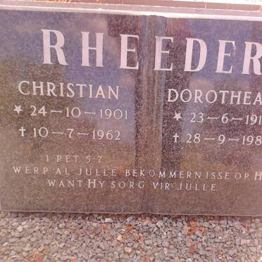 RHEEDER Christian 1901-1962 &amp; Dorothea M. 1910-1982