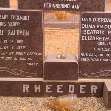 RHEEDER Jacob Salomon 1912-1972 &amp; Beatrix Petronella Elizabeth DE BEER 1921-2007