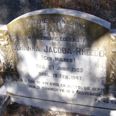 RHEEDER Johanna Jacoba nee MULDER 1903-1947