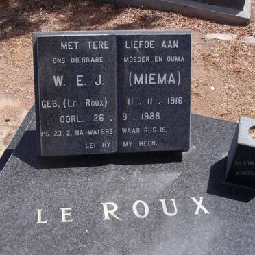 ROUX W.E.J., le nee le ROUX 1916-1988