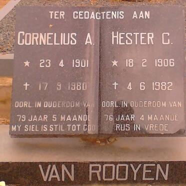 ROOYEN Cornelius A., van 1901-1980 &amp; Hester C. 1906-1982