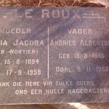 ROUX Andries Albertus, le 1886-1960 &amp; Lydia Jacoba NORTIER 1894-1959