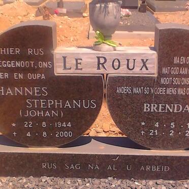 ROUX Johannes Stephanus, le 1944-2000 &amp; Brenda 1949-2010