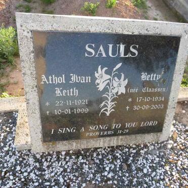 SAULS Athol Ivan Keith 1921-1999 & Betty CLAASSEN 1934-2003
