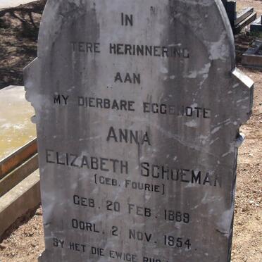 SCHOEMAN Anna Elizaberth nee FOURIE 1888-1954
