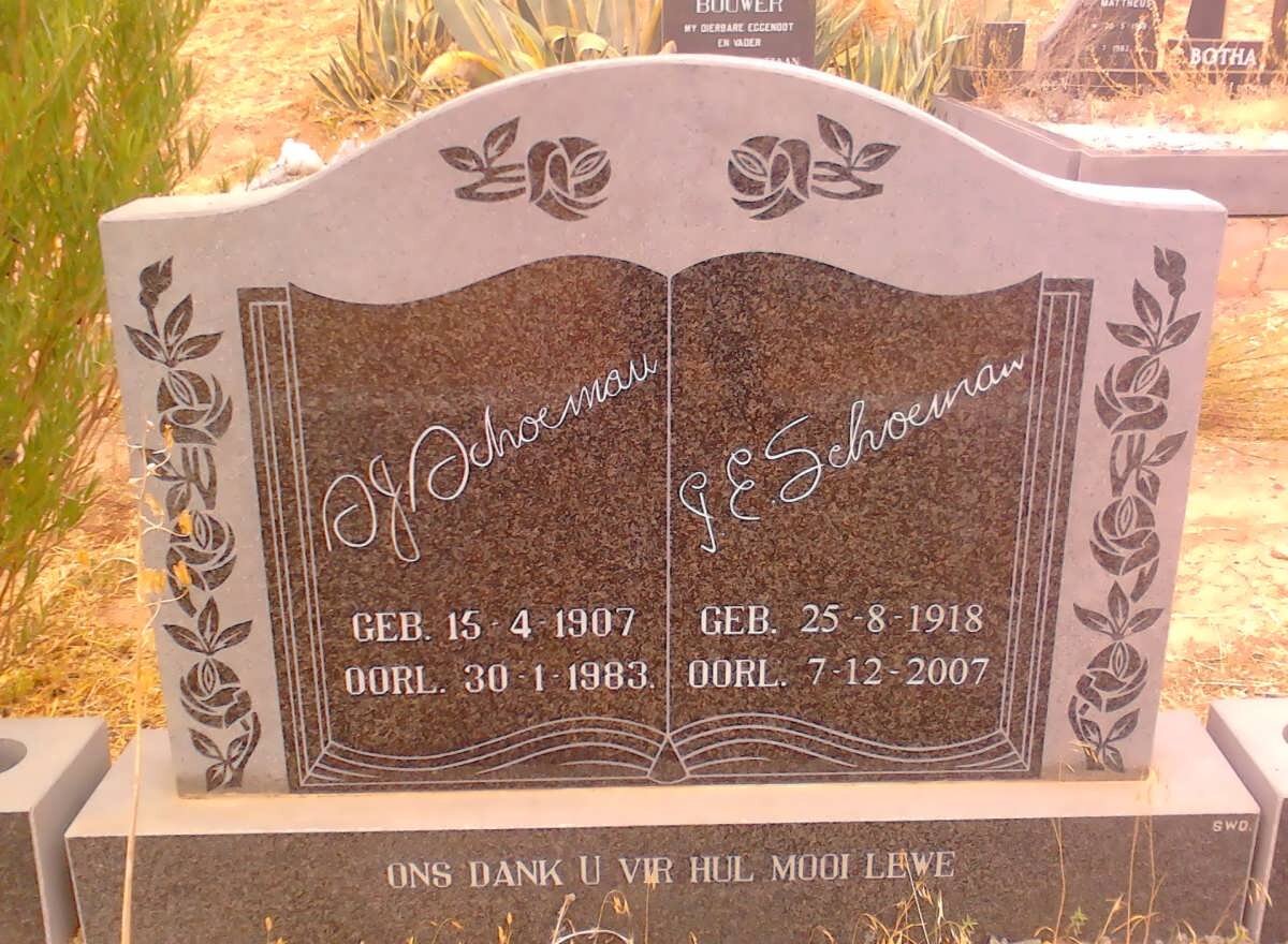 SCHOEMAN S.J. 1907-1983 &amp; G.E. 1918-2007 