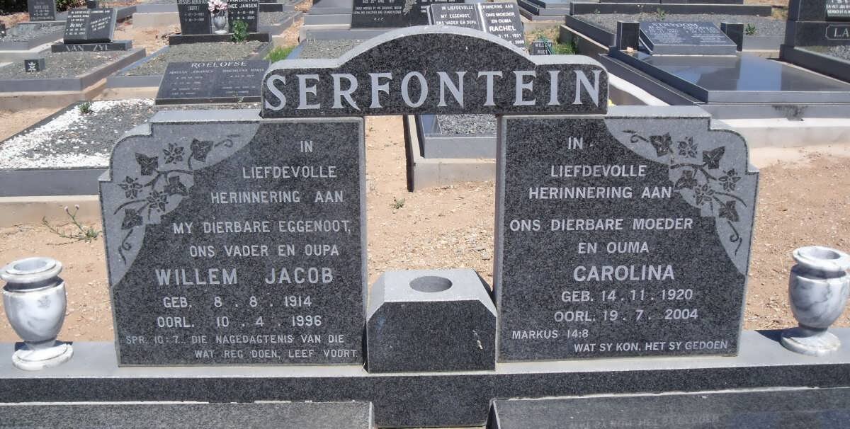 SERFONTEIN Willem Jacob 1914-1996 &amp; Carolina 1920-2004
