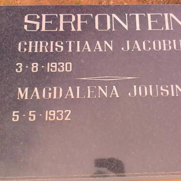 SERFONTEIN Christiaan Jacobus 1930- &amp; Magdalena Jousina 1932-