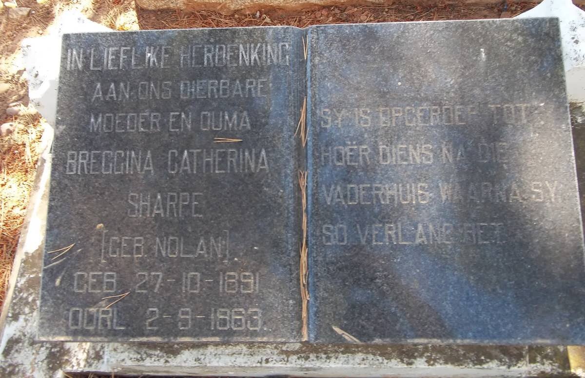 SHARPE Breggina Catherina nee NOLAN 1891-1963