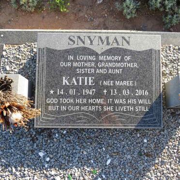 SNYMAN Katie nee MAREE 1947-2016