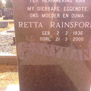SNYMAN Retta Rainsford 1936-2000