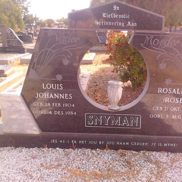 SNYMAN Louis Johannes 1904-1984 &amp; Rosalina 1904-1997