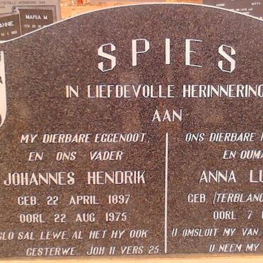 SPIES Johannes Hendrik 1897-1975 &amp; Anna Lucia TERBLANCHE 1902-1982
