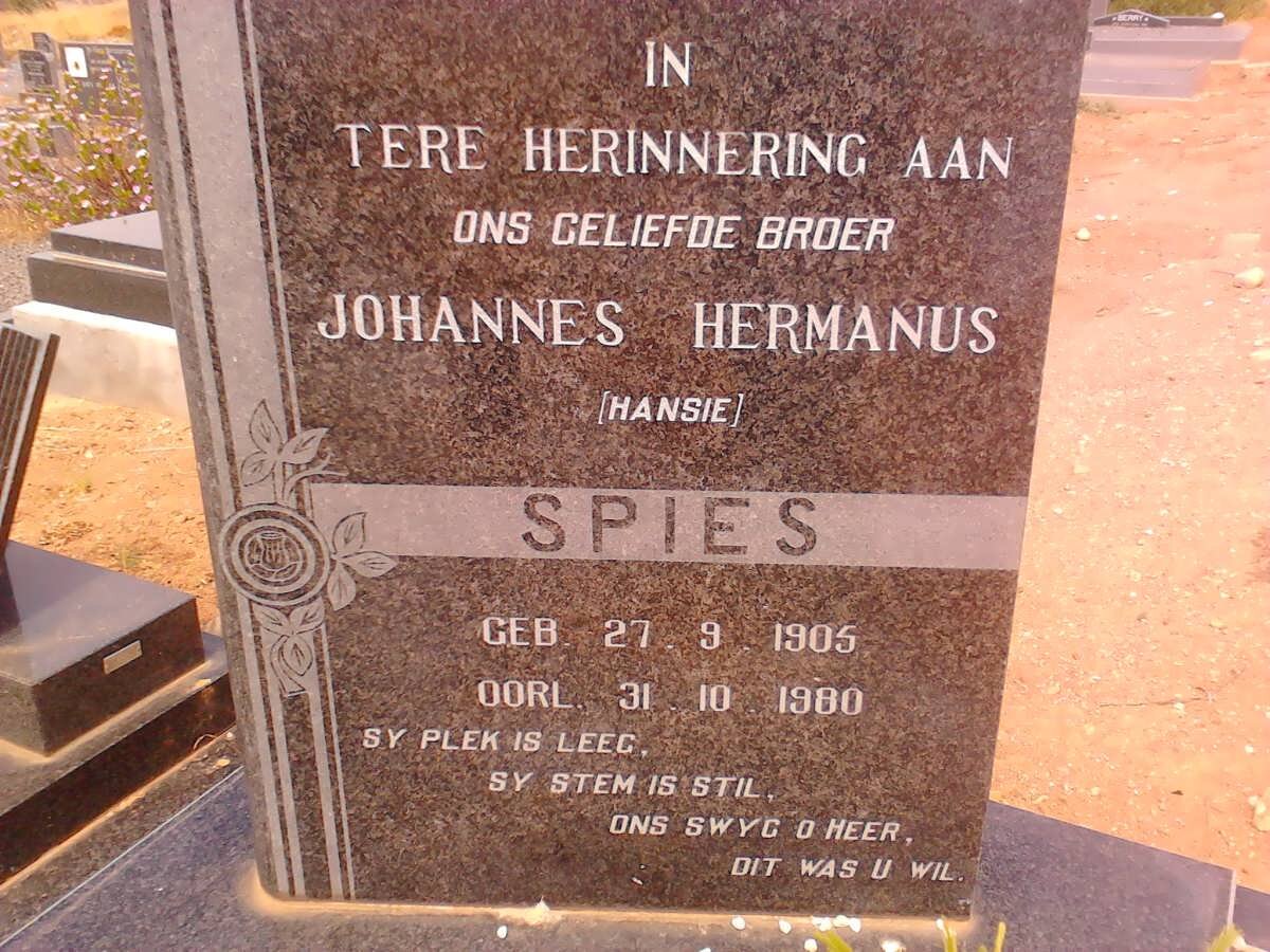 SPIES Johannes Hermanus 1905-1980