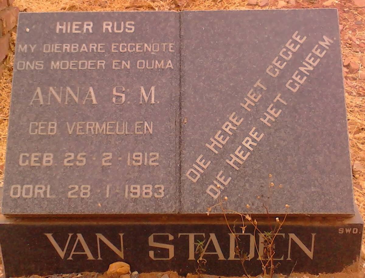 STADEN Anna S.M., van nee VERMEULEN 1912-1983