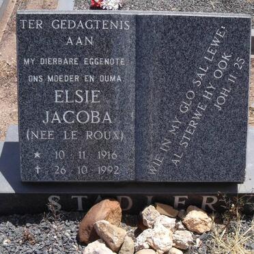 STADLER Elsie Jacoba nee LE ROUX 1916-1992