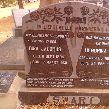 SWART Dirk Jacobus 1905-1969 &amp; Hendrika J.M. ALBERTS 1912-1986