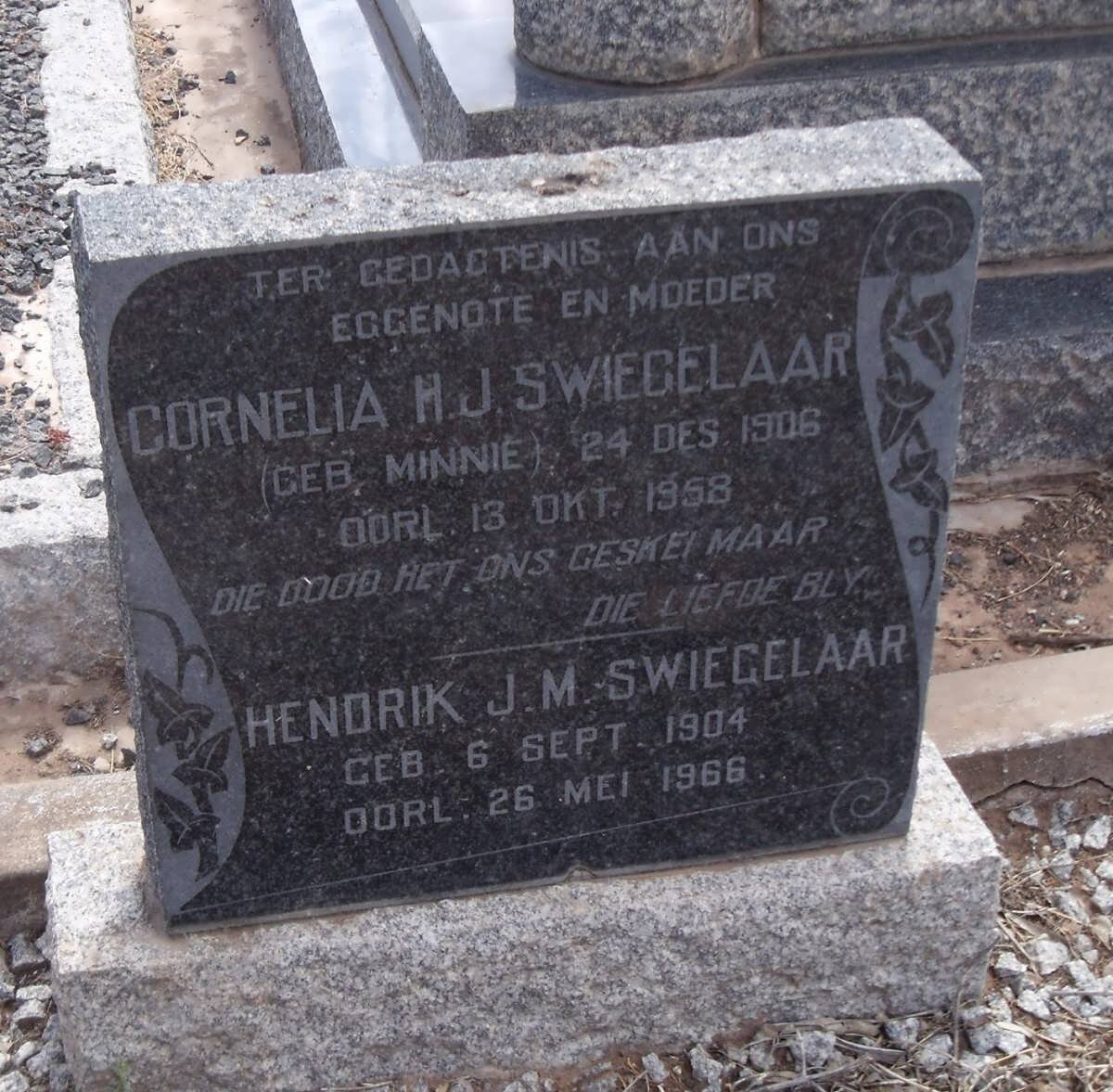 SWIEGELAAR Hendrik J.M. 1904-1966 &amp; Cornelia H.J. MINNIE 1906-1958