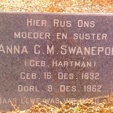 SWANEPOEL Anna C.M. nee HARTMAN 1892-1962