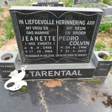 TARENTAAL Pedro Colvin 1986-2015 & Jeanette EWERTS 1958-2004