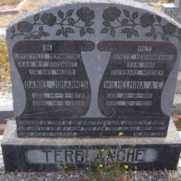 TERBLANCHE Daniel Johannes 1879-1958 &amp; Wilhelmina H.F. 1881-1972