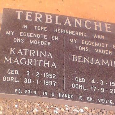 TERBLANCHE Benjamin 1950-2000 &amp; Katrina Magritha 1952-1997