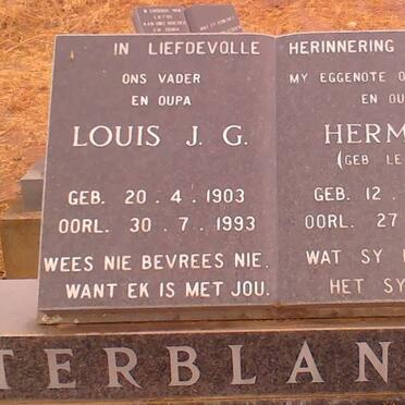 TERBLANCHE Louis J.G. 1903-1993 &amp; Hermina LE ROUX 1905-1985