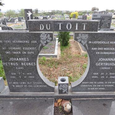 TOIT Johannes Petrus Beukes, du 1931-1989 & Johanna Gertruida 1935-2018