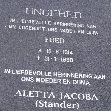 UNGERER Fred 1914-1998 &amp; Aletta Jacoba STANDER 1922-2010