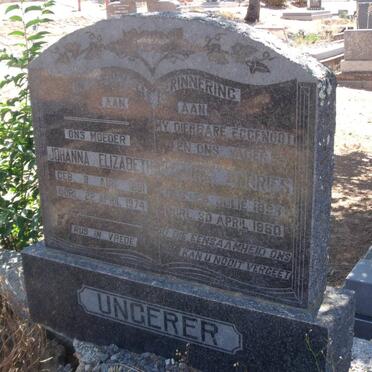 UNGERER ? Andries 1893-1960 &amp; Johanna Elizabeth 1891-1974