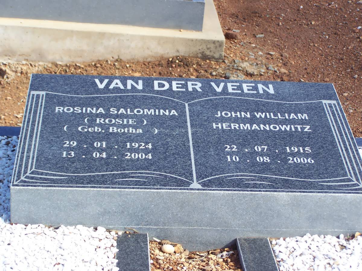 VEEN John William Hermanowitz, van der 1915-2006 &amp; Rosina Salomina BOTHA 1924-2004