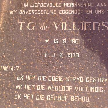 VILLIERS T.G., de 1901-1978