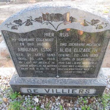 VILLIERS Abraham Isak, de 1893-1959 & Alida Elizabeth NEL 1893-1965