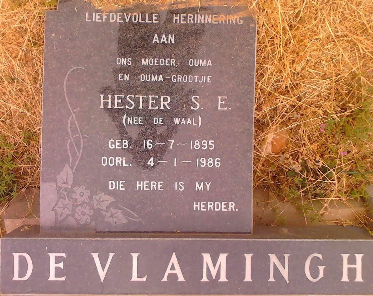 VLAMINGH Hester S.E., de nee DE WAAL 1895-1986