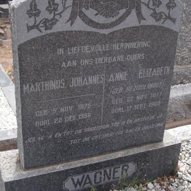 WAGNER Marthinus Johannes 1875-1956 &amp; Annie Elizabeth BEZUIDENHOUT 1877-1960
