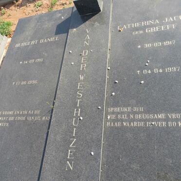 WESTHUIZEN Burgert Daniel, van der 1910-1996 & Catherina Jacoba GREEFF 1917-1997