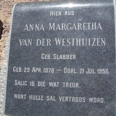WESTHUIZEN Anna Margaretha, van der nee SLABBER 1878-1956