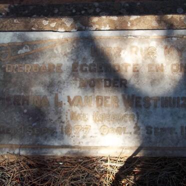 WESTHUIZEN Hermina  L, van der nee RHEEDER 1877-1943