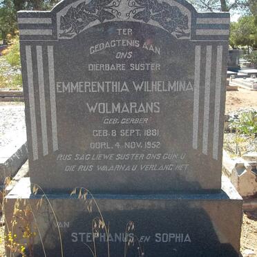 WOLMARANS Emmerenthia Wilhelmina nee GERBER 1881-1952