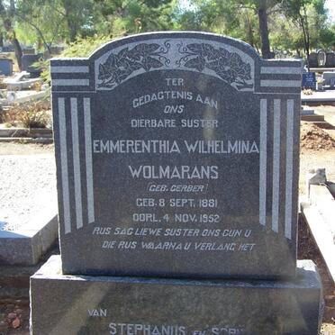 WOLMARANS Emmerenthia Wilhelmina nee GERBER 1881-1952