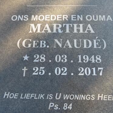 WYK Martha, van nee NAUDE 1948-2017