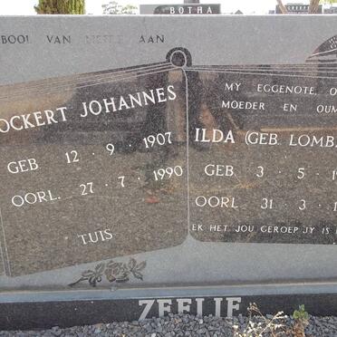 ZEELIE Ockert Johannes 1907-1990 &amp; Ilda LOMBARD 1913-1987