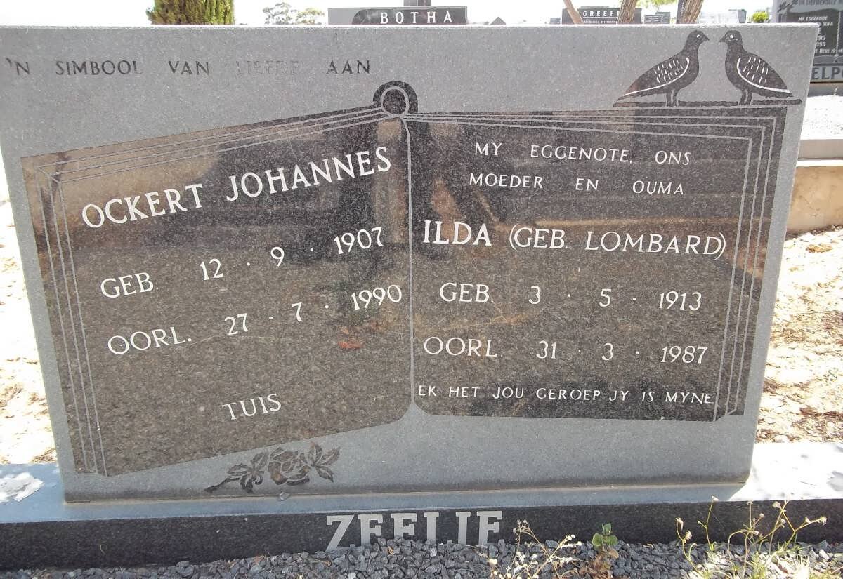 ZEELIE Ockert Johannes 1907-1990 &amp; Ilda LOMBARD 1913-1987