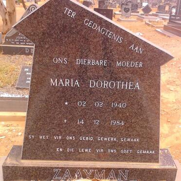 ZAAYMAN Maria Dorothea 1940-1984
