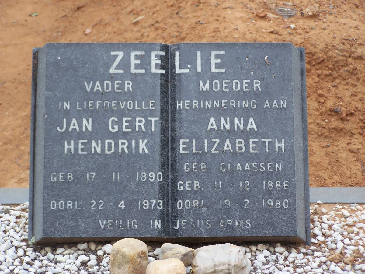 ZEELIE Jan Gert Hendrik 1890-1973 &amp; Anna Elizabeth CLAASSEN 1886-1980