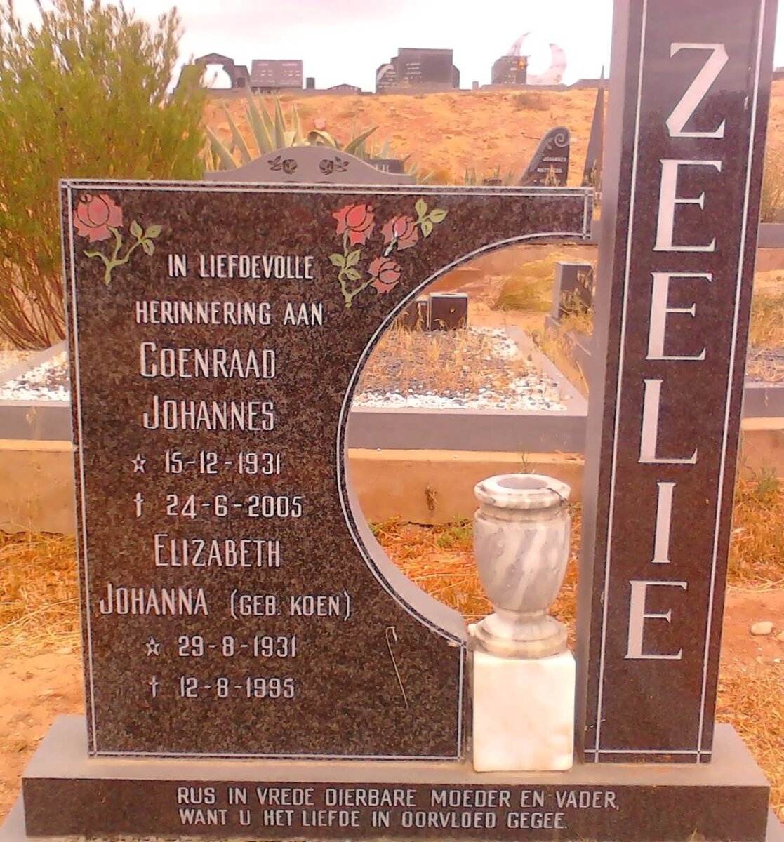 ZEELIE Coenraad Johannes 1931-2005 &amp; Elizabeth Johanna KOEN 1931-1995