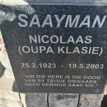 SAAYMAN Nicolaas 1923-2003
